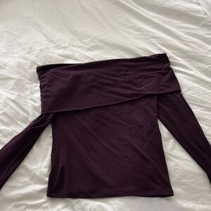 NWT Babaton Plum Long Sleeve Top off the shoulder